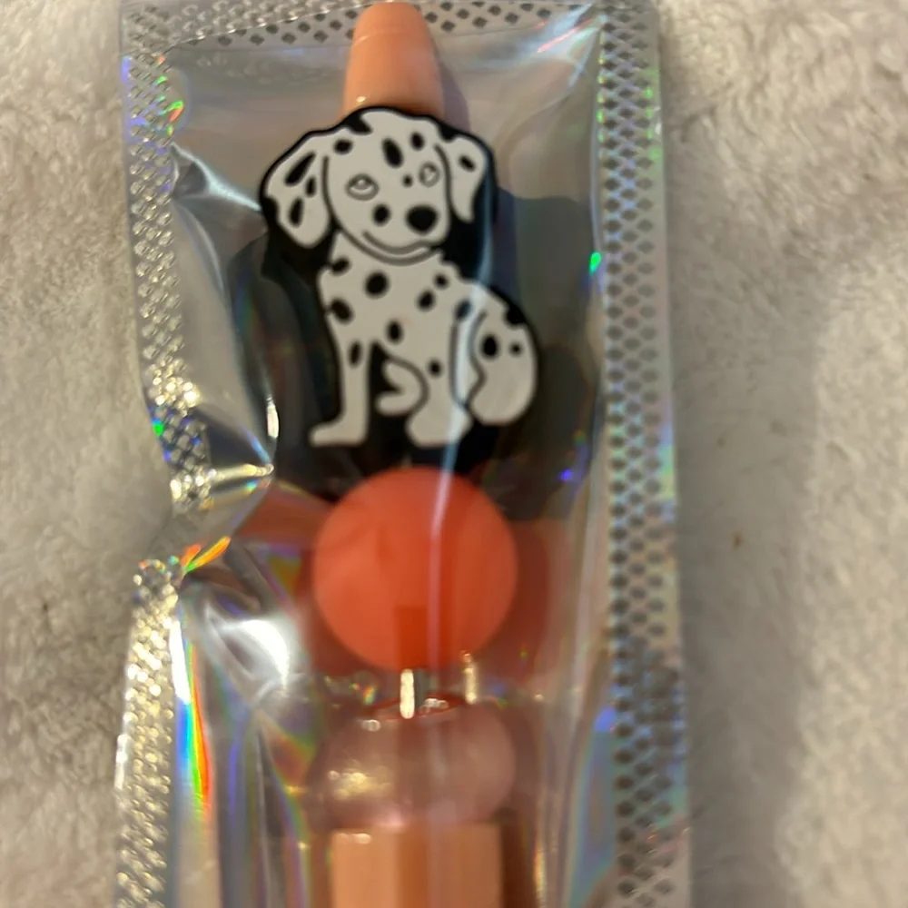 New handmade white with black spots Dalmatian ink pen made by 4 year old